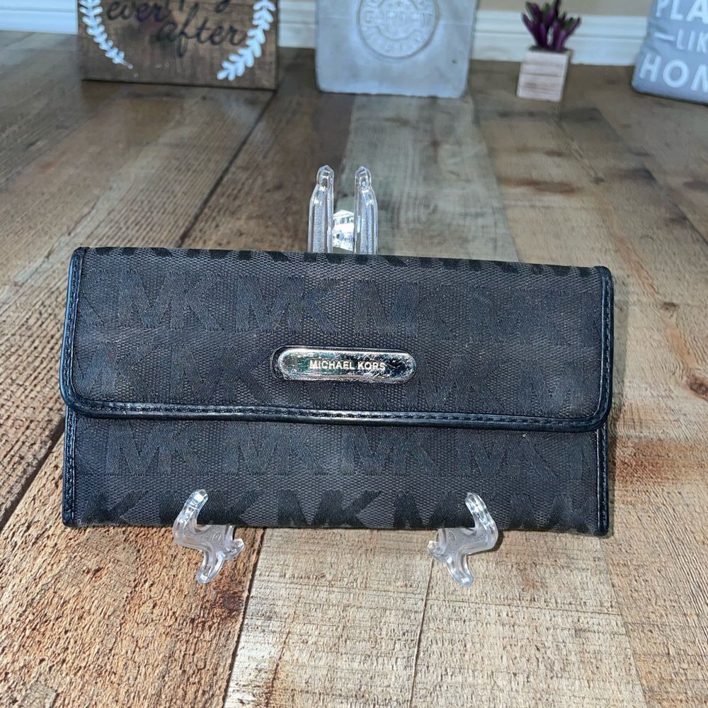 Michael Kors black fabric wallet